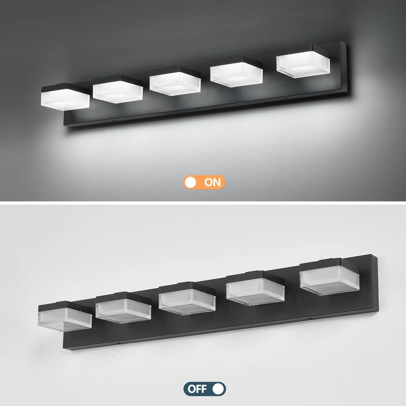 Modern LED Vanity Light, 5-Lights Wall Sconce for Bathroom and Mirror, Sleek Minimalist Design, Energy-Efficient