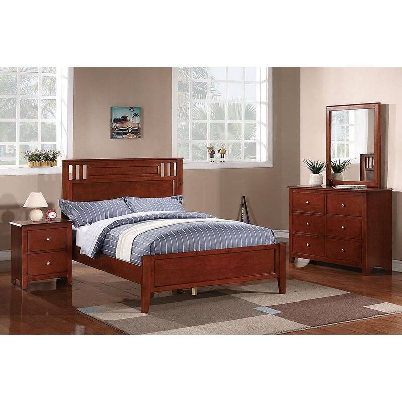 Modern Bedroom Nightstand,2 Drawers Bed Side Table Rubberwood