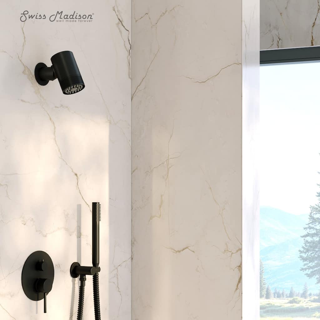 Lumiere 2-Spray Patterns 2.5 Gpm Wall Mount Fixed Shower Head In Matte Black