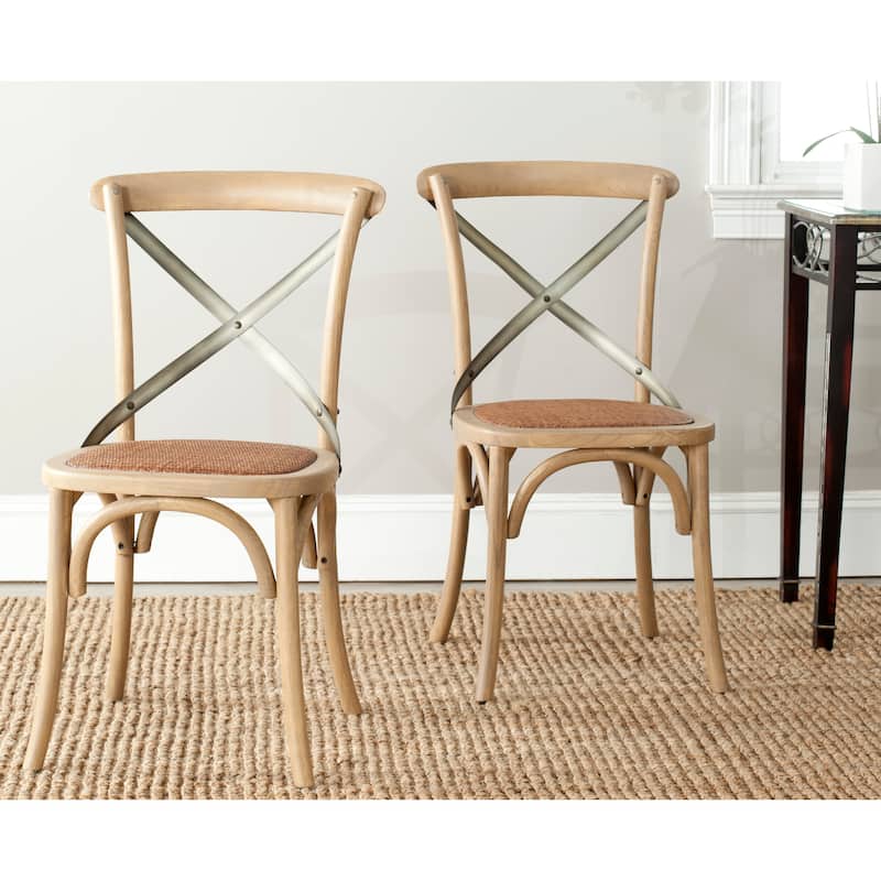 SAFAVIEH Lazzat x-Back Antique White Dining Chair (Set of 2) - 20"Wx21"Dx35"H - Oak