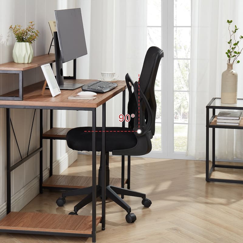 Javlergo Ergonomic Office Chair, Mesh Back Adjustable Height Swivel Computer Desk Chair with Flip-Up Arms and Lumbar Support