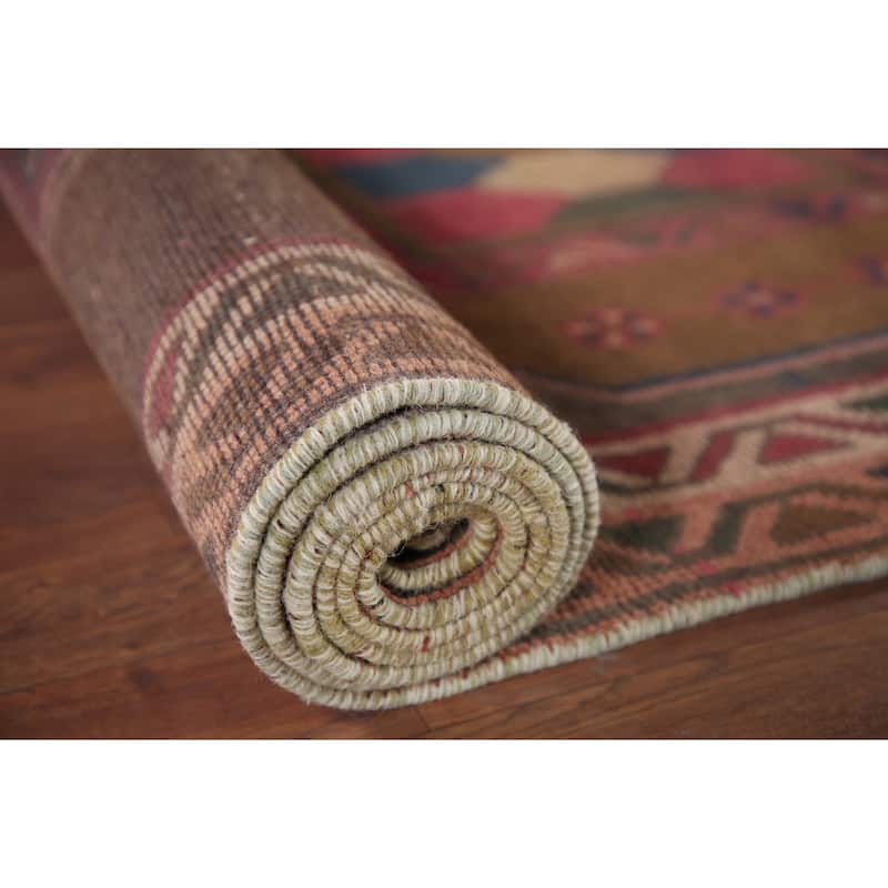 Ardebil Persian Vintage Runner Rug Handmade Wool Carpet - 3'7" x 13'4"