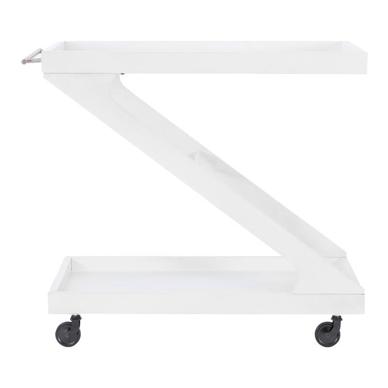 Z Shaped Wooden Serving Cart - 39.5" - White