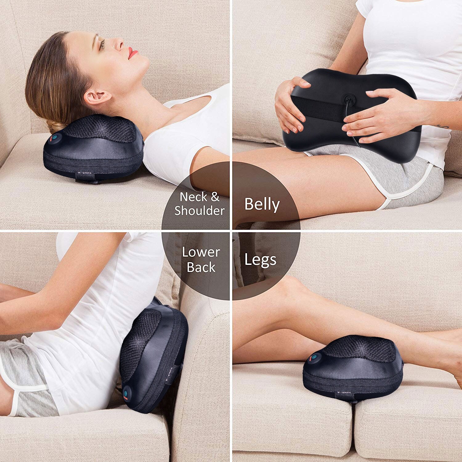 Costway Shiatsu Shoulder Neck Back Massage Pillow W/Heat Deep Kneading -  Bed Bath & Beyond - 21248917