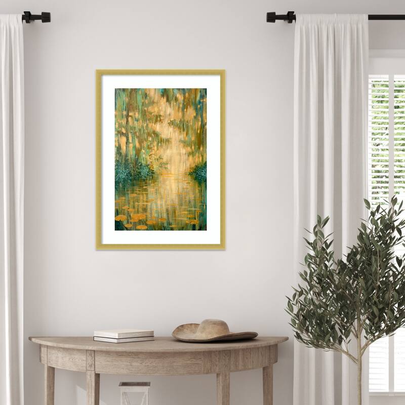 Mysterious Pond in the Thicket by Ekaterina Prisich Wood Framed Wall Art Print