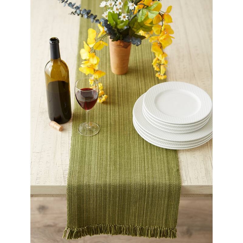 DII Variegated Taupe Fringe Table Runner 13x72