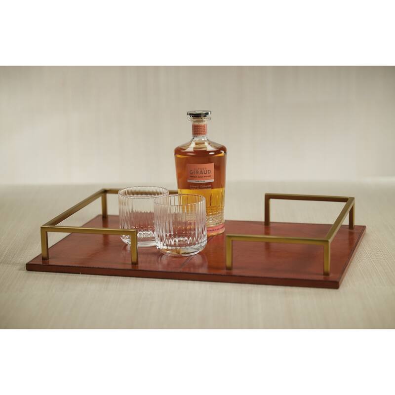 Chadwell 22" Long Leather Bar Tray - 22" x 15" x 3"