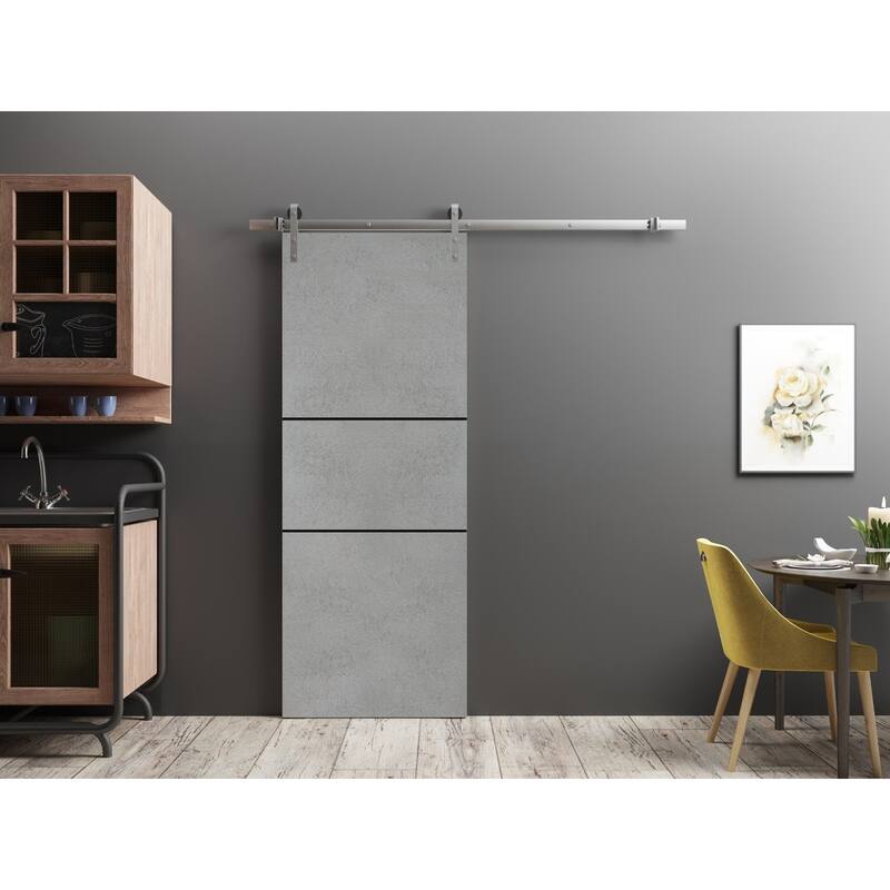 Sturdy Barn Door 36 x 80 Planum 0014 Concrete with 6.6FT