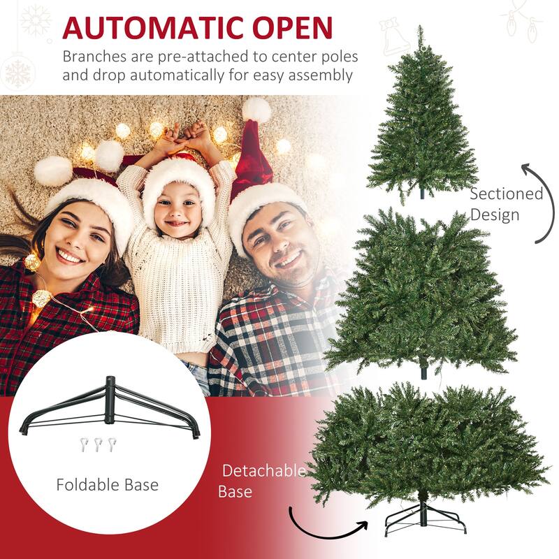 7ft Pre-Lit Artificial Christmas Tree with 700 LED Lights and Metal Base