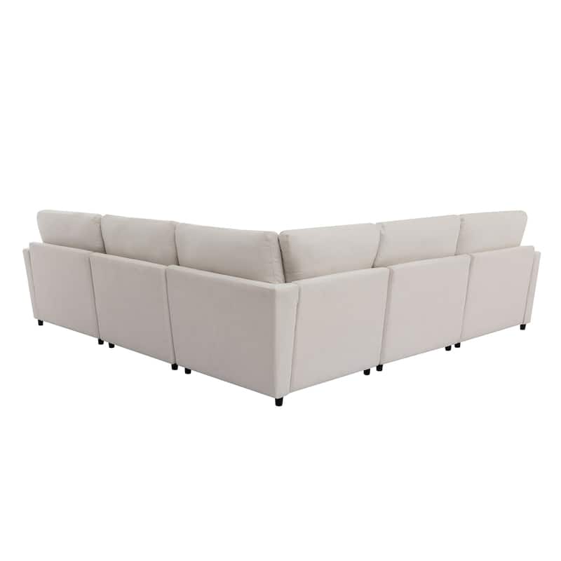 Modern Large U-Shape Sectional Sofa, with Removable Ottomans(6-Seater)