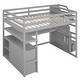 preview thumbnail 17 of 31, Wood Loft Bed with Desk, Shelves, 2 Built-in Drawers and Storage Staircase