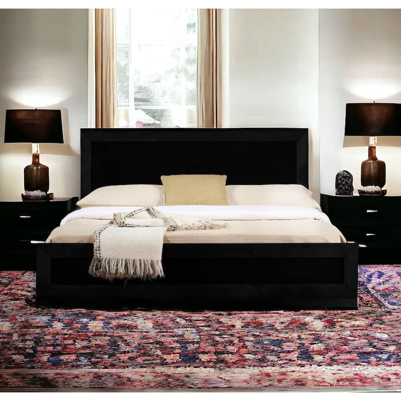 HomeRoots Black Wood Full Bed Frame - Full