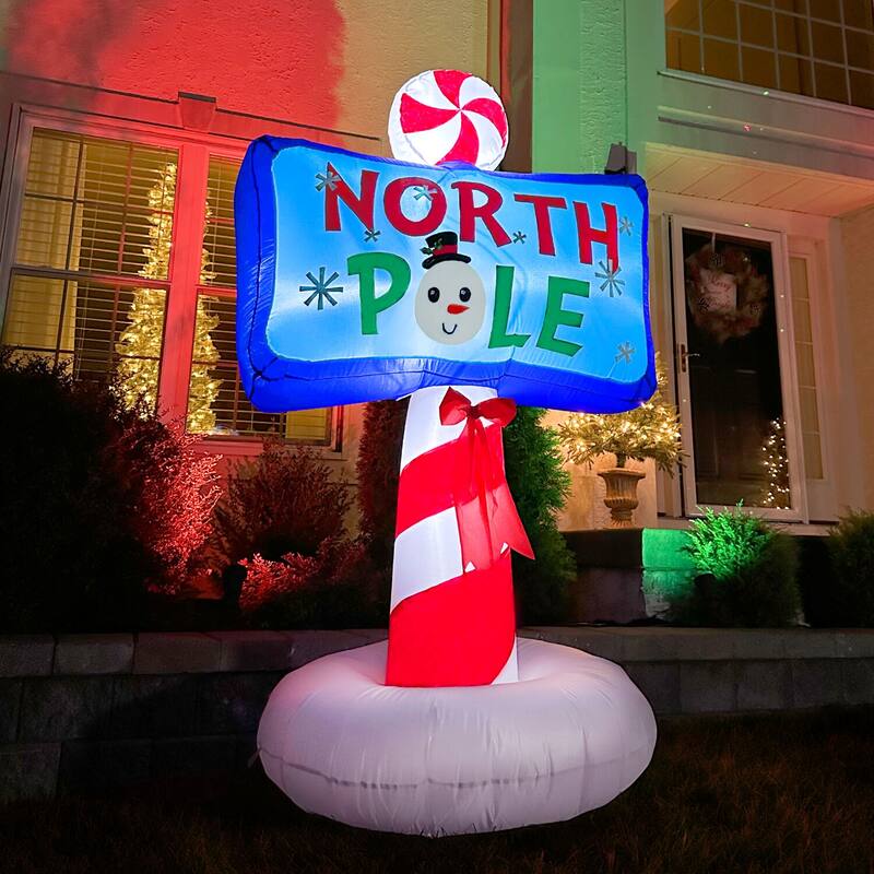 Fraser Hill Farm 6-Ft. Tall Prelit North Pole Sign Inflatable