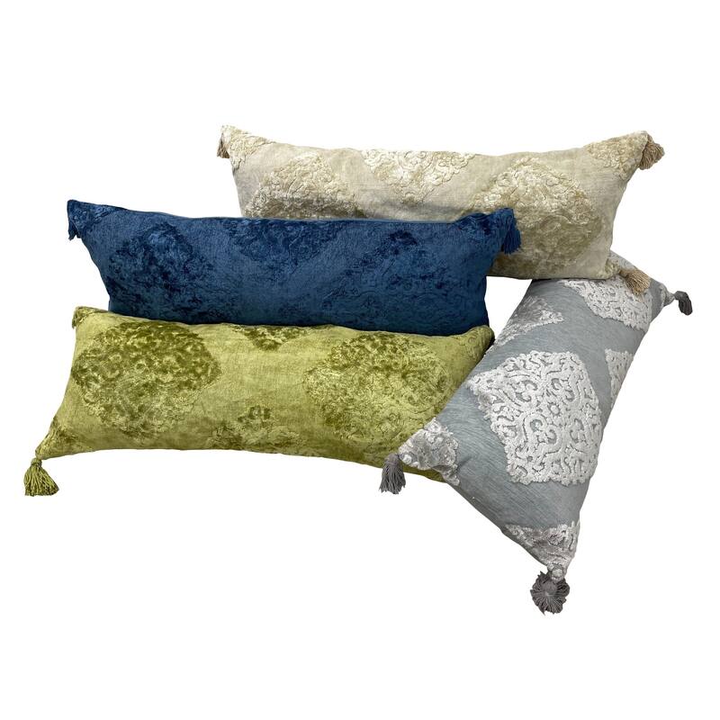 Sevita Silver Gray Traditional Textured Medallion Throw Pillow
