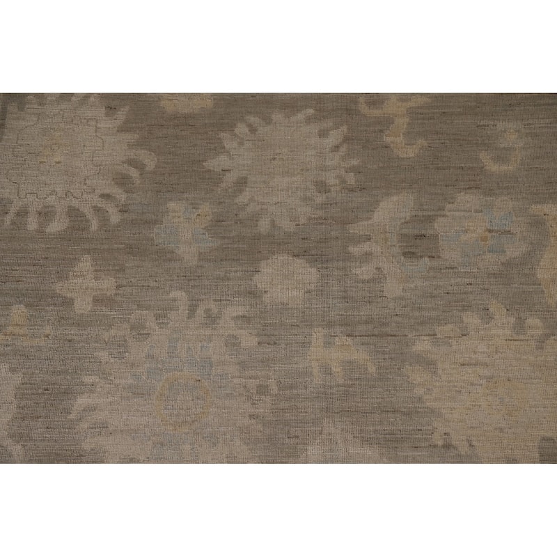 Gray Floral Oushak Turkish Area Rug Hand-knotted Oriental Wool Carpet - 9'1"x 11'10"