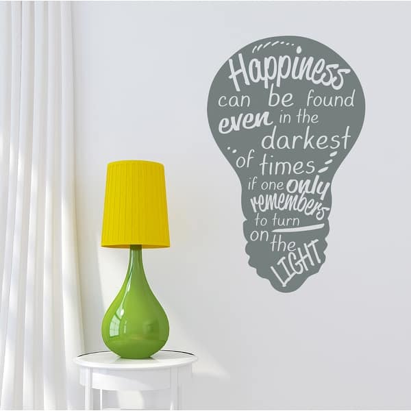 Quote Wall Decals Happiness Light Bulb Decal - Overstock - 31746519