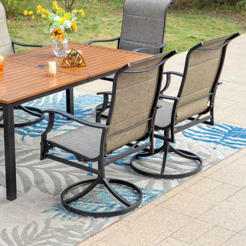 7piece Patio Dining Set, 6 Sling Patio Dining Chairs and 1 Metal