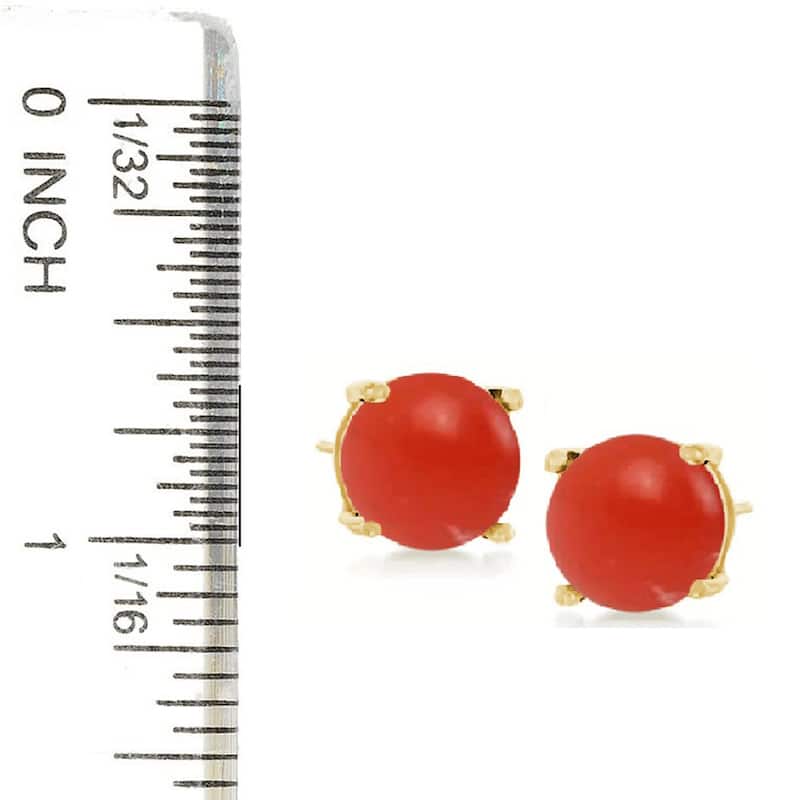 18K Yellow Over Sterling Silver 8mm Round Genuine Gemstone Stud Earrings