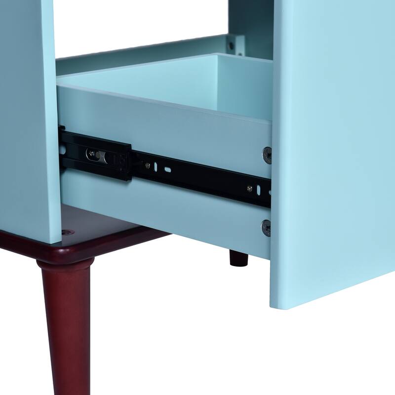 Modern 30" Bathroom Vanity with Ceramic Sink, Solid Wood Frame, 2 Drawers, Blue Bathroom Storage Cabinet - 30in L Solid Wood+MDF