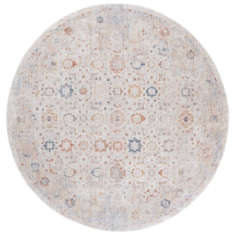 SAFAVIEH Scarlett Tomoe Transitional Rug - 6'7" Round - Beige/Rust Brown
