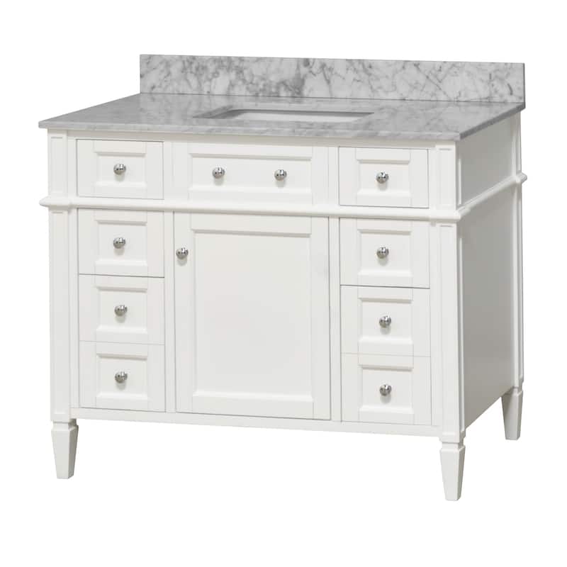KitchenBathCollection Hailey 42" Bathroom Vanity with Carrara Marble Top