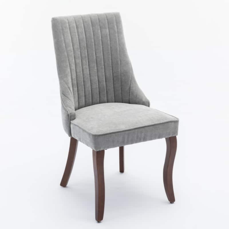 Dinner Chair Comfy Fabric Upholstered Accent Chair for Dining Room with Curved Solid Wood Legs,Set of 2