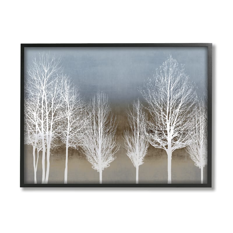 Stupell Abstract Forest Line White Bare Tree Silhouettes Framed Wall Art