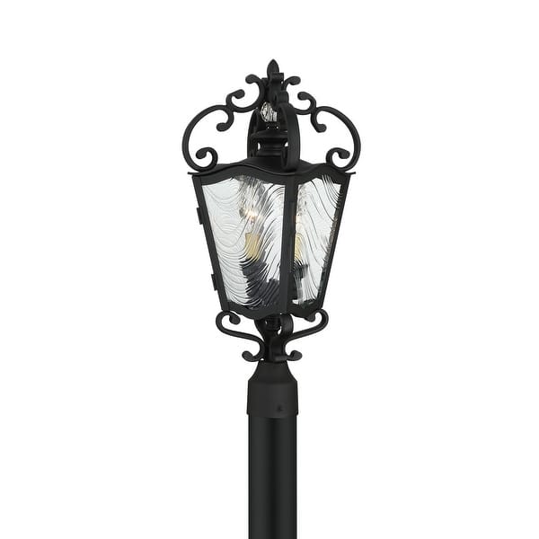 Lavery Brixton Ivy Coal W/Gold & Water Printe 3 Light Outdoor Post ...