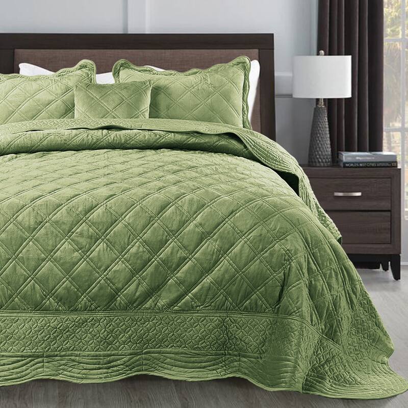 Serenta Supersoft Microplush Quilted 4 Pieces Bedspread Coverlet Set