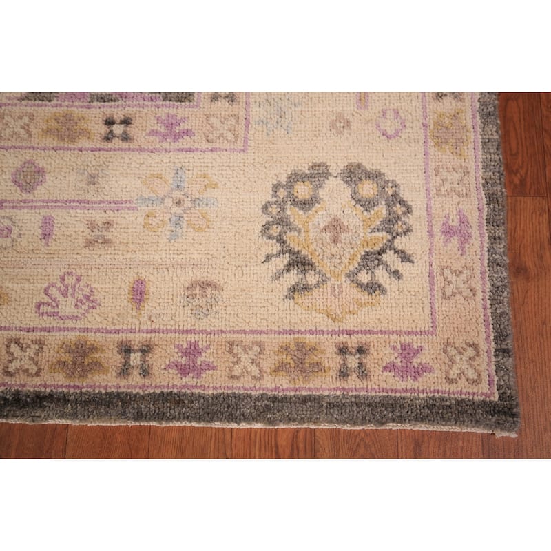Vegetable Dye Grey Oushak Turkish Area Rug Hand-Knotted Wool Carpet - 8'0" x 9'9"