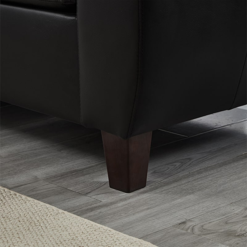 Roomfitters 59" Modern Loveseat with Wide Armrests, Faux Leather Couch with Storage for Living Room, Upholstered PU