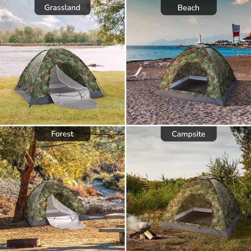 3-4 Person Camping Dome Tent Camouflage - 3-4 Person