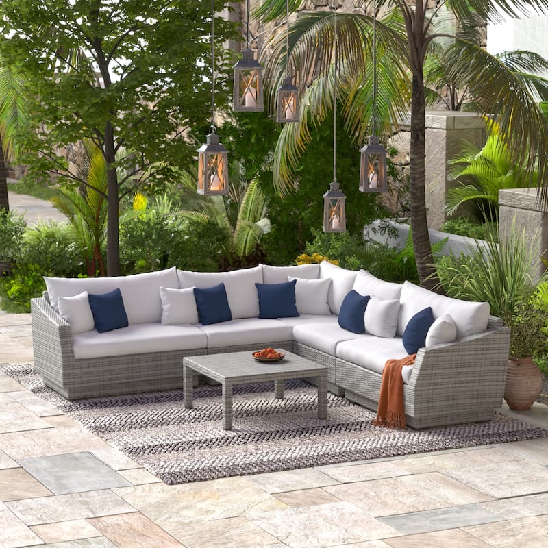 Cannes 6 Piece Sunbrella Outdoor Patio Sectional & Table