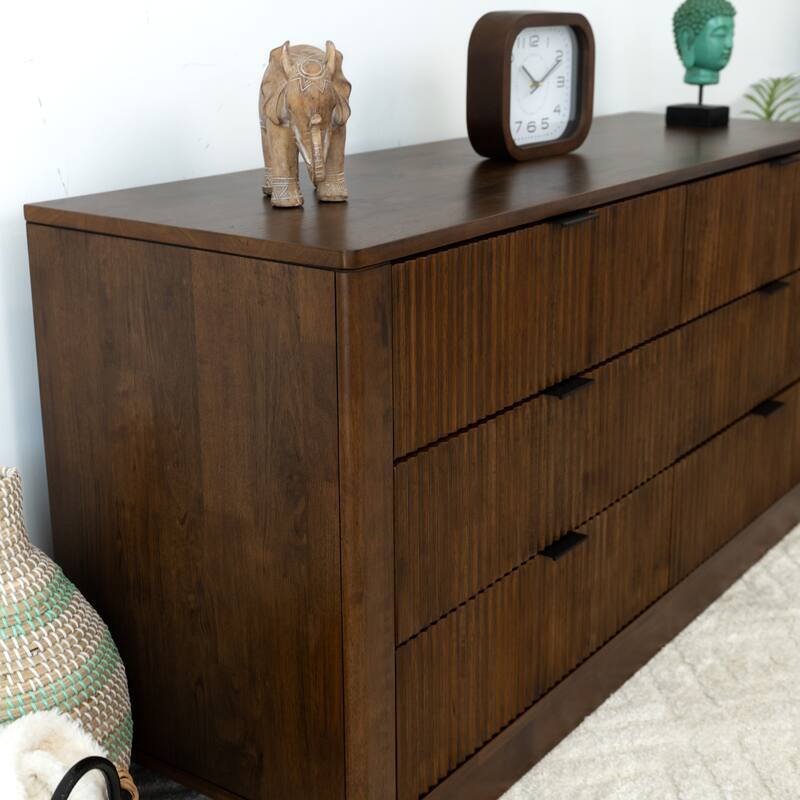 Canel Mid Century Modern Walnut Dresser with 6 Drawers