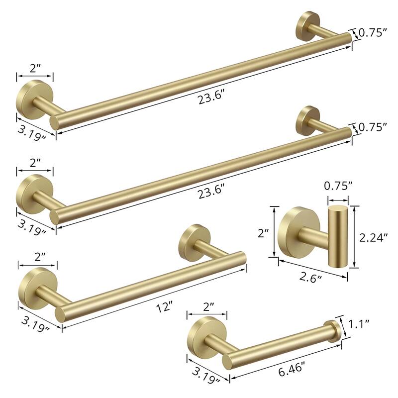 5-Pieces Bathroom Accessories Set,Stainless Steel Bathroom Hardware Set, Bath Towel Bar Set
