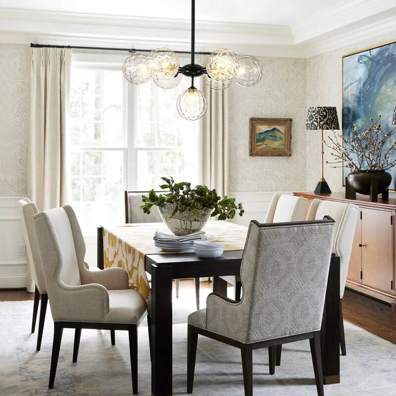 Contemporary Water Glass Bubble Round Tiered Chandelier 25.6 in