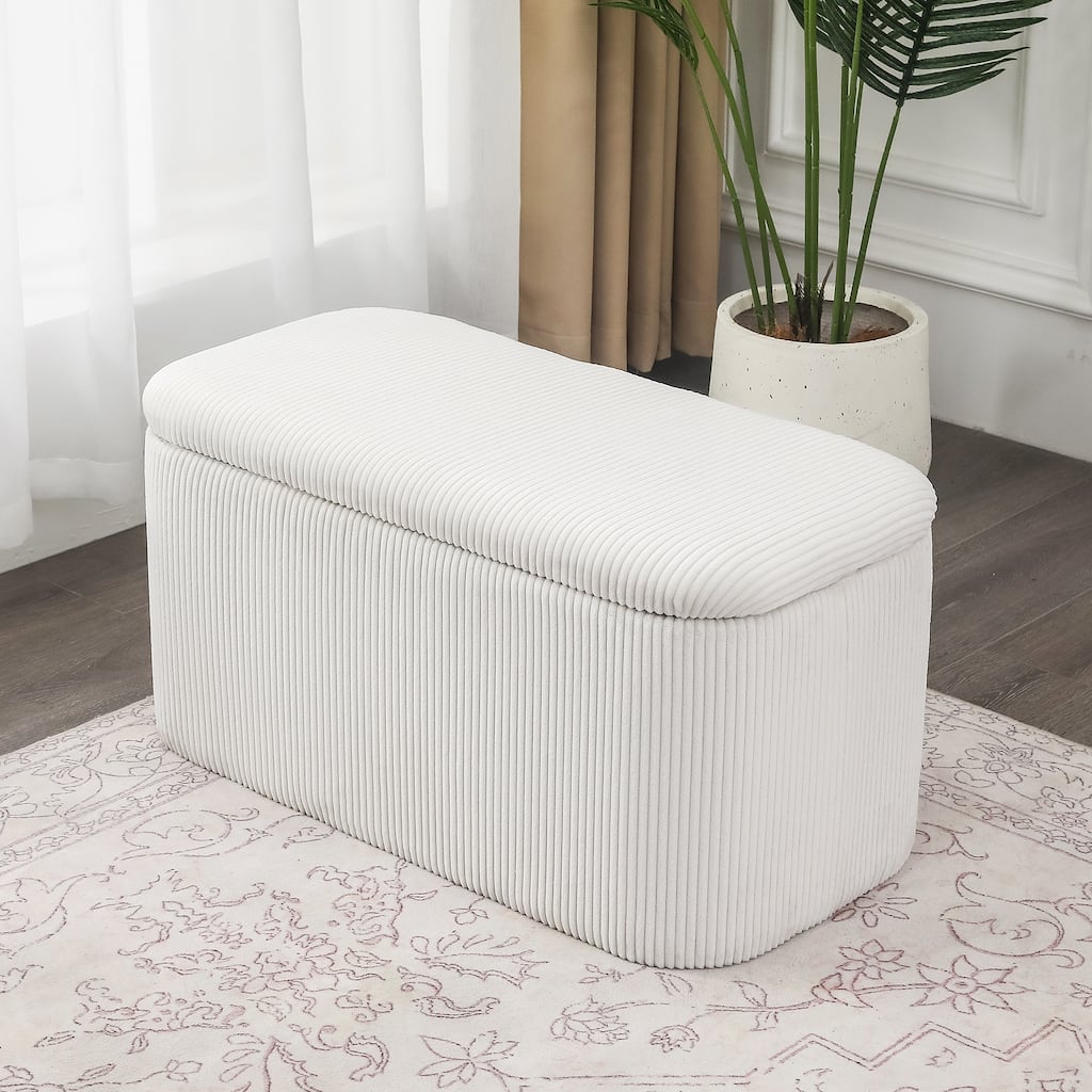 Adeco Storage Ottoman Bench, 31" Storage Bench for Bedroom Living Room