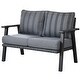 preview thumbnail 8 of 42, OVIOS Outdoor Steel Frame Bench Wicker Stripes Pattern Cushion Loveseat