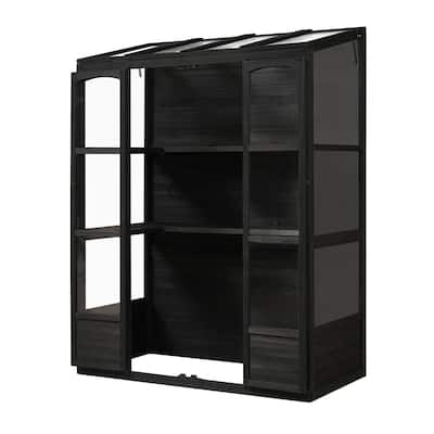 78-inch Wooden Cold Frame with 4 Independent Skylights and 2 Folding Middle Shelves