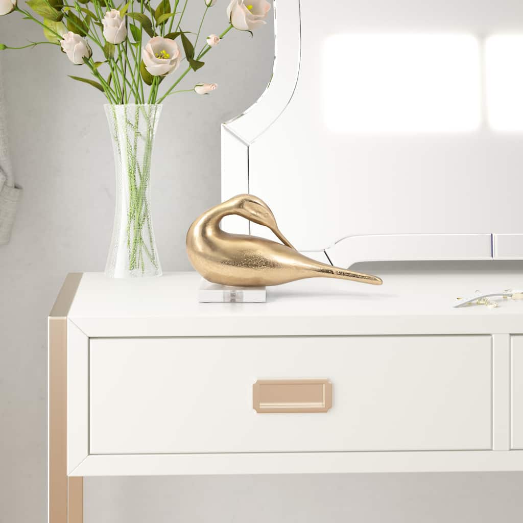 Sagebrook Home's Elegant 12" Dreanna Bird Statuary, Aluminum & Acrylic, Modern Sculptures Decor - 12" x 4" x 6"