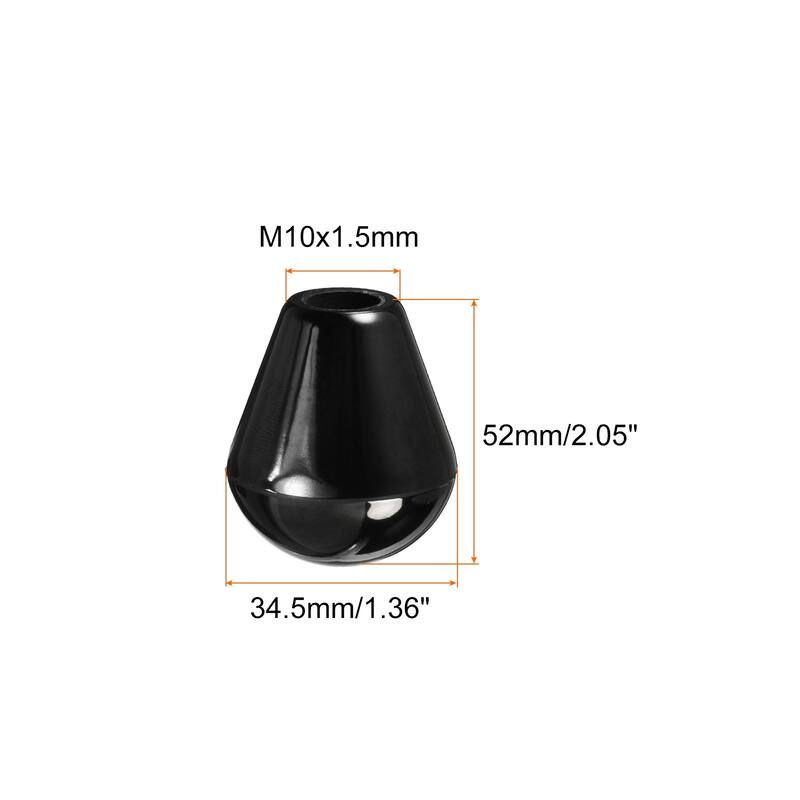 Female Threaded Hand Oval Insert Handles for Mechanical - Black - M10x52mm, 1Pcs