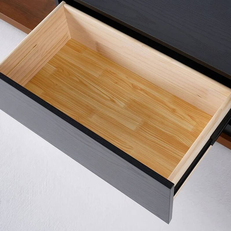 Modern Extendable TV Stand, Solid Wood Media Console for Up to 100 Inch TV with 3 Drawers, Fully-Assembled, Walnut Veneer