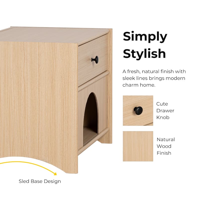 Furniture of America Travis Modern Natural 22-inch Side Table with Pet-Friendly Nook