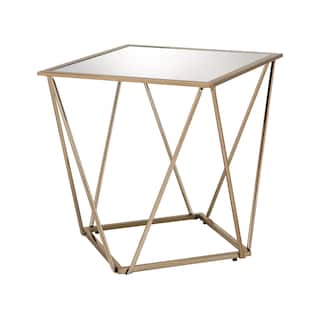 ACME Fogya Square End Table in Mirrored and Champagne Gold