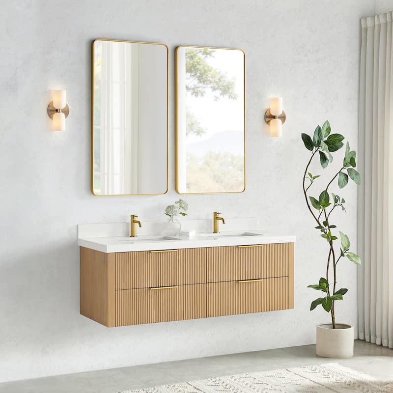 Barcelona Floating Bath Vanity with Quartz Stone Top without Mirror