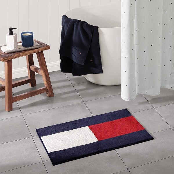 Tommy Hilfiger Hilfiger Flag Blue Bath Rug - On Sale - Bed Bath