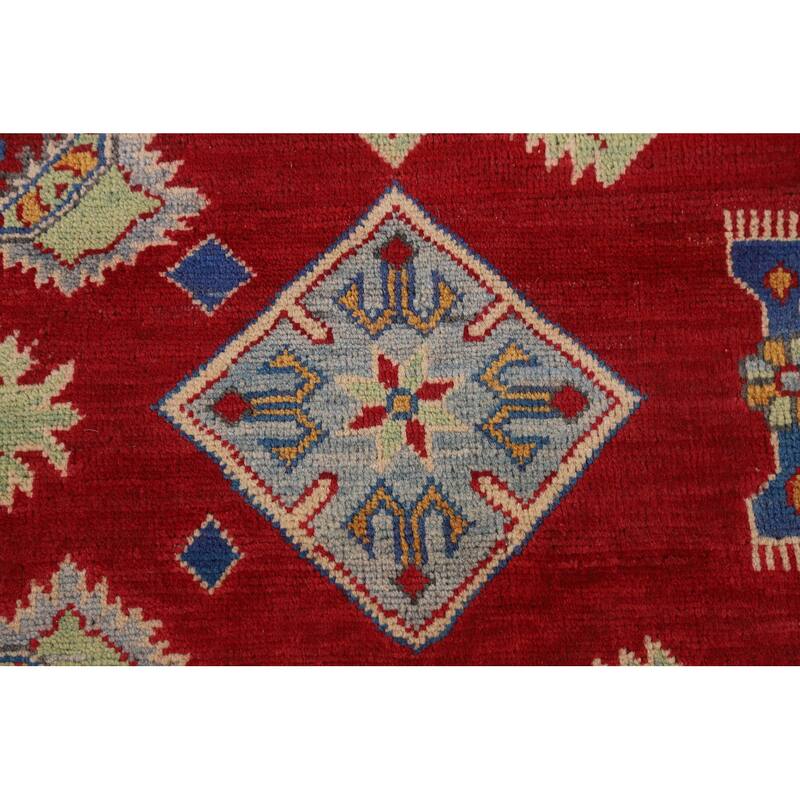Red Geometric Kazak Rug Handmade Wool Carpet - 7'10"x 9'6"