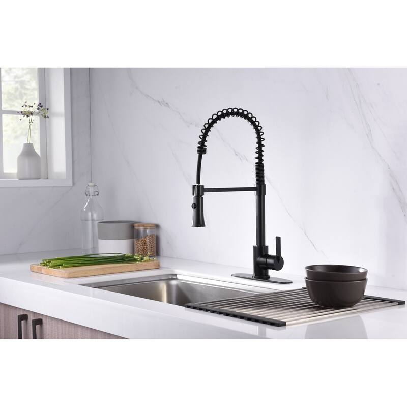 UltraFaucets Euro Collection Spring Spout Kitchen Faucet With Pull-Down Spray
