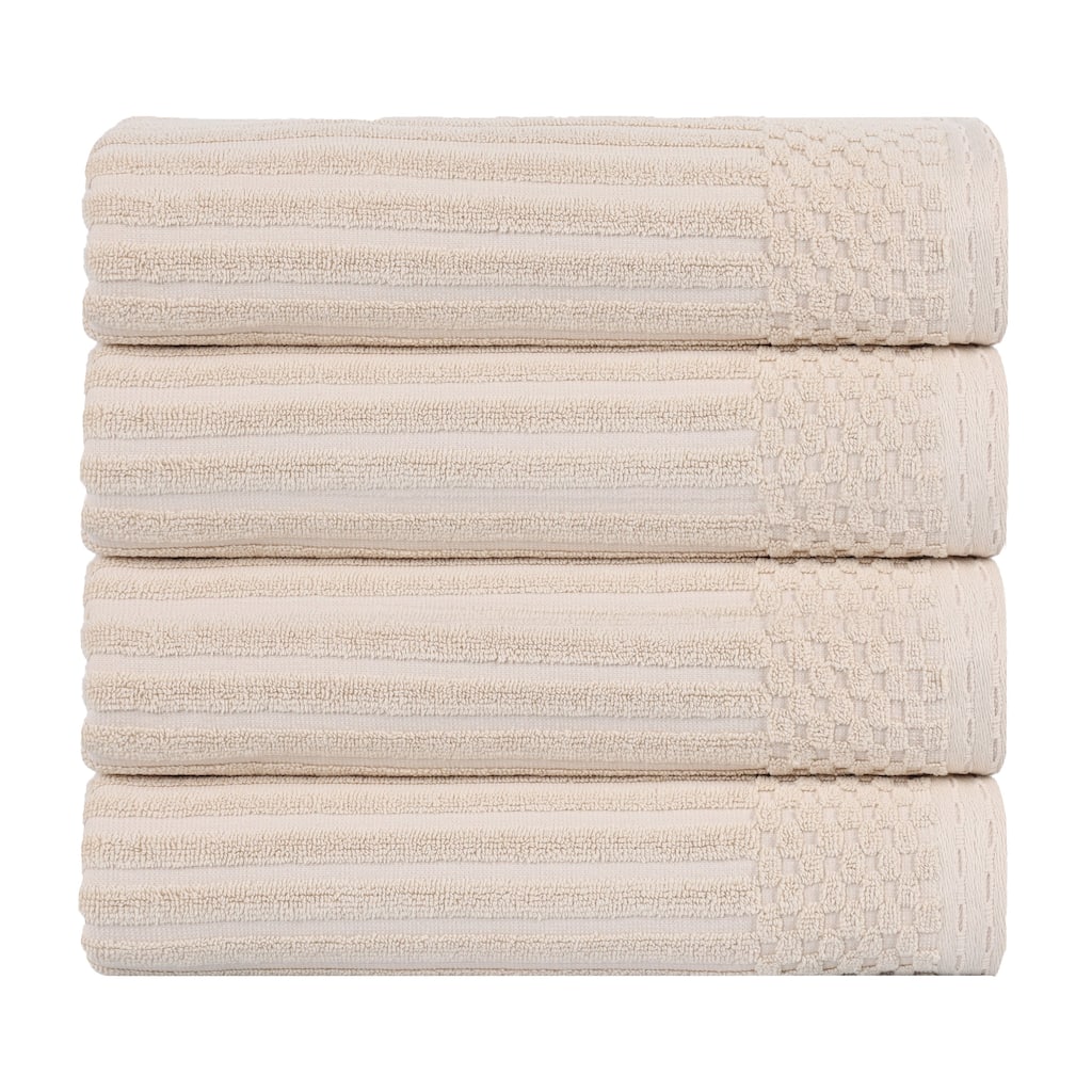 Blue Nile Mills Ribbed Textured Cotton Ultra-Absorbent Bath Towel Set of 4