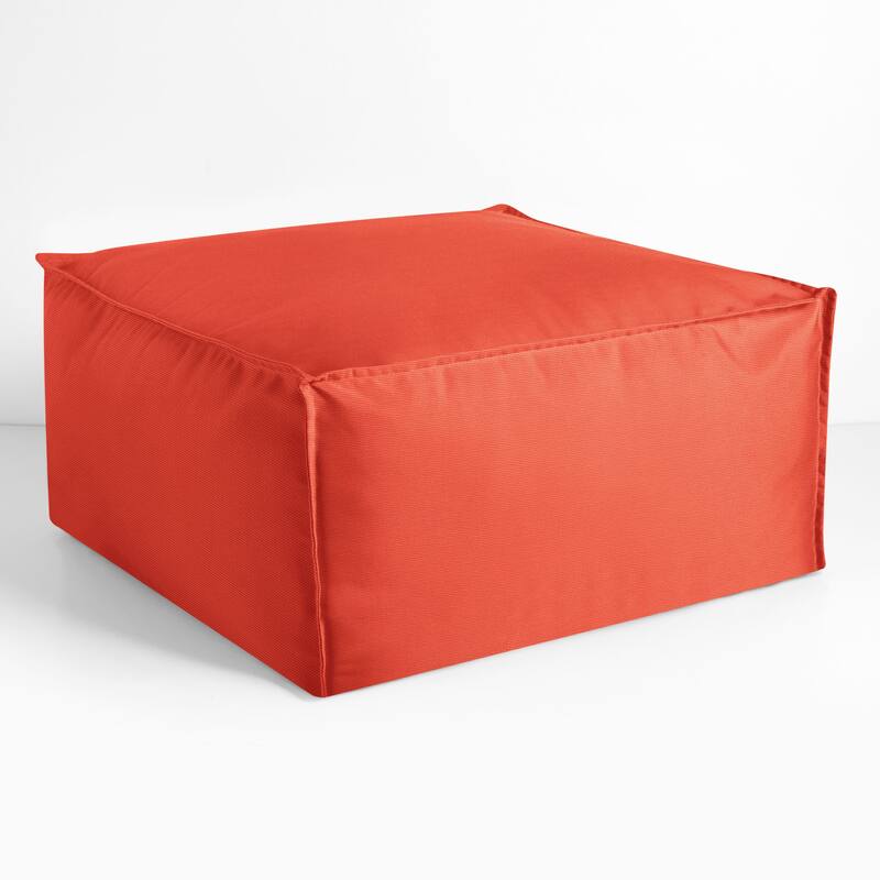 Sorra Home Sunbrella Outdoor Top Stitch Solid Bean Pouf